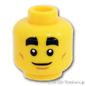 LEGO® パーツ 6271407 ミニフィグ デュアルヘッド - サングラスの笑顔 / 太い眉のスマイル：[Yellow / イエロー] 3626pb2396-024 