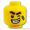 ミニフィグ デュアルヘッド - 絆創膏を貼った決め顔 / とても嫌そうな顔：[Yellow / イエロー]