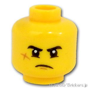 LEGO® パーツ 6271138 ミニフィグ デュアルヘッド - ウッシッシスマイル / キリリ顔のバッテン傷：[Yellow / イエロー] 3626pb2441-024 