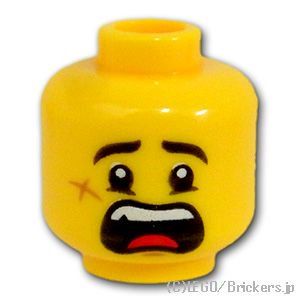 LEGO® パーツ 6276891 ミニフィグ デュアルヘッド - スマイル / 驚き顔のバッテン傷：[Yellow / イエロー] 3626pb2454-024 