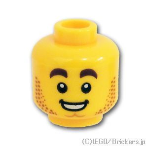 LEGO® パーツ 6267083 ミニフィグ デュアルヘッド- ベロだし無精髭 / スマイル無精髭：[Yellow / イエロー] 3626pb2460-024 