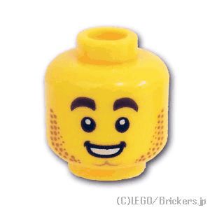 LEGO® パーツ 6267083 ミニフィグ デュアルヘッド- ベロだし無精髭 / スマイル無精髭：[Yellow / イエロー] 3626pb2460-024 