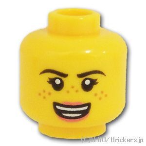 LEGO® パーツ 6276896 ミニフィグ デュアルヘッド- コーラルリップの笑顔 / おびえた顔：[Yellow / イエロー] 3626pb2484-024 