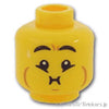 ミニフィグ デュアルヘッド - 汗と頬張り / 目じりのしわとオープンスマイル：[Yellow / イエロー]