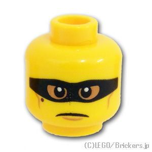 LEGO® パーツ 6287992 ミニフィグ デュアルヘッド - バギーアイズ / しかめっ面の黒いマスク：[Yellow / イエロー] 3626pb2525-024 