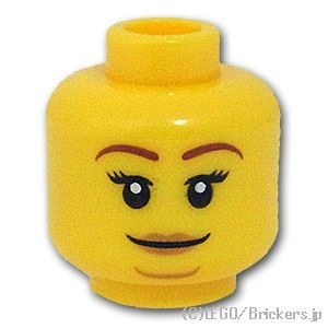 LEGO® パーツ 6288012 ミニフィグ デュアルヘッド - 二重あごの女性 / ニヤリと黒いマスク：[Yellow / イエロー] 3626pb2535-024 