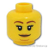 ミニフィグ デュアルヘッド - 二重あごの女性 / ニヤリと黒いマスク：[Yellow / イエロー]