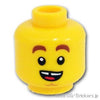 ミニフィグ デュアルヘッド - アゴ割れの歯抜けスマイル / 力み顔の黒いマスク：[Yellow / イエロー]