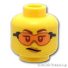 ミニフィグ デュアルヘッド - オレンジ色の安全メガネ / そばかす模様の笑顔：[Yellow / イエロー]