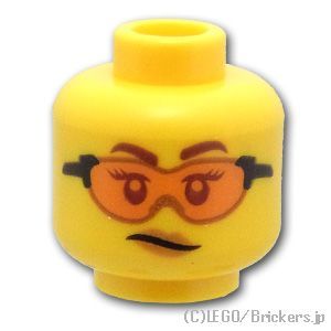 LEGO® パーツ 6328351 ミニフィグ デュアルヘッド - オレンジ色の安全メガネ / そばかす模様の笑顔：[Yellow / イエロー] 3626pb2761-024 