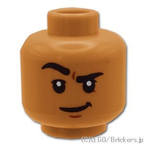 LEGO® パーツ 6330631 ミニフィグ デュアルヘッド - ウッシッシ顔 / 片眉上げのドヤ顔：[Md,Nougat / ミディアムヌガー] 3626pb2884-137 