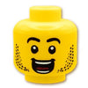 ミニフィグ ヘッド - 黒いひげに白い歯を出しているスマイル：[Yellow / イエロー]