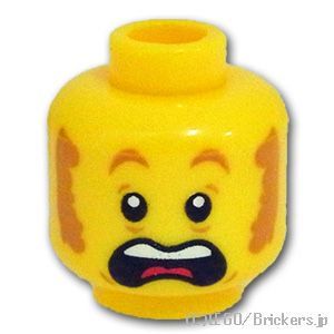 LEGO® パーツ 6351352 ミニフィグ デュアルヘッド - もみあげのヤレヤレ顔 / 驚きすぎの顔：[Yellow / イエロー] 3626pb2903-024 