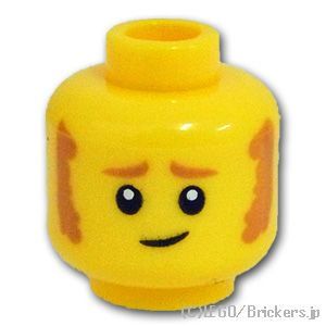 LEGO® パーツ 6351352 ミニフィグ デュアルヘッド - もみあげのヤレヤレ顔 / 驚きすぎの顔：[Yellow / イエロー] 3626pb2903-024 