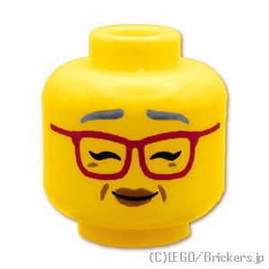 LEGO® パーツ 6305730 ミニフィグ デュアルヘッド - マゼンタメガネのおばあさん / 優しさがあふれる笑顔：[Yellow / イエロー] 3626pb2933-024 