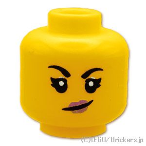 LEGO® パーツ 6366620 ミニフィグ デュアルヘッド - ピンクリップの 叫んだ笑顔 / ニヤリスマイル：[Yellow / イエロー] 3626pb2985-024 