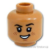 ミニフィグ デュアルヘッド - そばかすのスマイル / 考え中の顔：[Md,Nougat / ミディアムヌガー]