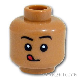 LEGO® パーツ 6378045 ミニフィグ デュアルヘッド - メガネのスマイル / ペロリ：[Md,Nougat / ミディアムヌガー] 3626pb2994-137 
