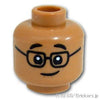 ミニフィグ デュアルヘッド - メガネのスマイル / ペロリ：[Md,Nougat / ミディアムヌガー]