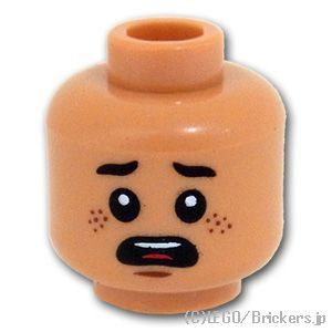 LEGO® パーツ 6387166 ミニフィグ デュアルヘッド - そばかすスマイル / 口を開いた困った顔：[Nougat / ヌガー] 3626pb2998-018 