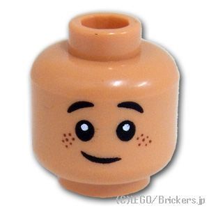 LEGO® パーツ 6387166 ミニフィグ デュアルヘッド - そばかすスマイル / 口を開いた困った顔：[Nougat / ヌガー] 3626pb2998-018 