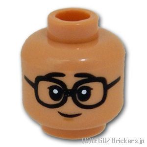 LEGO® パーツ 6381950 ミニフィグ デュアルヘッド - メガネスマイル / 元気な笑顔：[Nougat / ヌガー] 3626pb2999-018 
