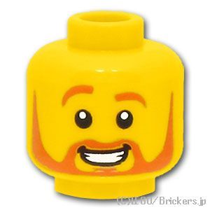 LEGO® パーツ 6395411 ミニフィグ デュアルヘッド - オレンジ髭の笑顔 / 片眉上げの笑顔：[Yellow / イエロー] 3626pb3044-024 