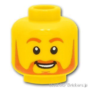 LEGO® パーツ 6395411 ミニフィグ デュアルヘッド - オレンジ髭の笑顔 / 片眉上げの笑顔：[Yellow / イエロー] 3626pb3044-024 