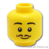 ミニフィグ ヘッド - 巻き髭と余裕の微笑：[Yellow / イエロー]