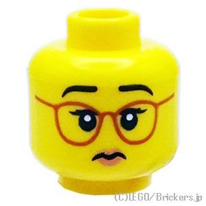 LEGO® パーツ 6319672 ミニフィグ デュアルヘッド - オレンジメガネのにやり顔 / 困り顔：[Yellow / イエロー] 3626pb3082-024 