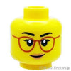 ミニフィグ デュアルヘッド - オレンジメガネのにやり顔 / 困り顔：[Yellow / イエロー]