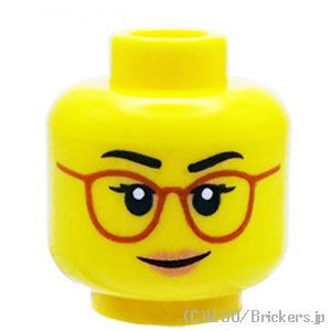 LEGO® パーツ 6319672 ミニフィグ デュアルヘッド - オレンジメガネのにやり顔 / 困り顔：[Yellow / イエロー] 3626pb3082-024 