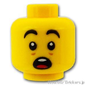 LEGO® パーツ 6317298 ミニフィグ デュアルヘッド - 平常心な表情 / 恐怖を感じる表情：[Yellow / イエロー] 3626pb3084-024 