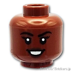 LEGO® パーツ 6393385 ミニフィグ デュアルヘッド - ニヤリ顔 / オープンマウスの笑顔：[Reddish Brown / ブラウン] 3626pb3141-192 