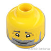 ミニフィグ ヘッド - グレーひげの笑いをこらえる顔：[Yellow / イエロー]