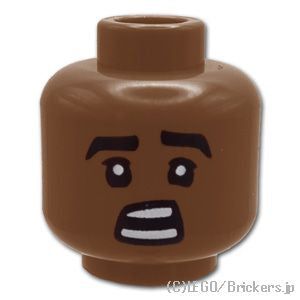 LEGO® パーツ 6415632 ミニフィグ デュアルヘッド - 太眉の笑顔 / 露骨に嫌がる顔：[Md,Brown / ミディアムブラウン ] 3626pb3151-240 