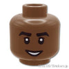 ミニフィグ デュアルヘッド - 太眉の笑顔 / 露骨に嫌がる顔：[Md,Brown / ミディアムブラウン ]