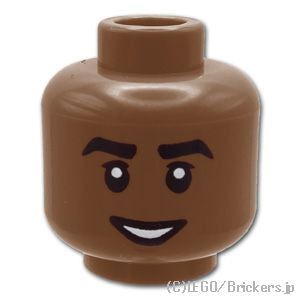 LEGO® パーツ 6415632 ミニフィグ デュアルヘッド - 太眉の笑顔 / 露骨に嫌がる顔：[Md,Brown / ミディアムブラウン ] 3626pb3151-240 