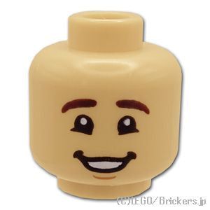 LEGO® パーツ 6404030 ミニフィグ デュアルヘッド - アヒル口のすまし顔 / 企みの笑顔：[Md,Tan / ミディアムタン ] 3626pb3160-371 