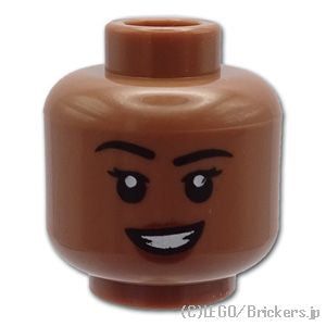 LEGO® パーツ 6393400 ミニフィグ デュアルヘッド - 片眉上げしかめっ面 / 和解の笑顔：[Md,Brown / ミディアムブラウン ] 3626pb3168-240 