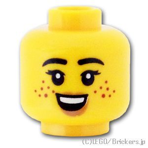 LEGO® パーツ 6415138 ミニフィグ デュアルヘッド - そばかす顔のはにかみ笑い / 喜ぶ顔：[Yellow / イエロー] 3626pb3182-024 