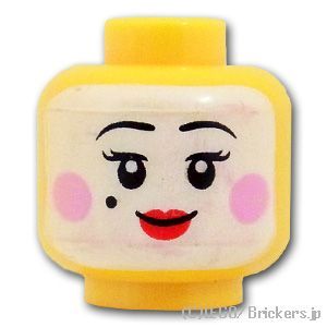LEGO® パーツ 6415170 ミニフィグ デュアルヘッド - 白塗り泣き黒子のすまし顔 / 口を開いた笑顔：[Yellow / イエロー] 3626pb3183-024 