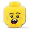 ミニフィグ ヘッド - そばかすとスキッ歯の叫ぶ子供：[Yellow / イエロー]