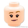 ミニフィグ デュアルヘッド - 日焼け眉にピンクリップの笑顔／スペクトルペックパターン：[Light Nougat / ライトヌガー]