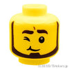 ミニフィグ デュアルヘッド - ダークブラウンの髭の笑顔／ウィンク：[Yellow / イエロー]