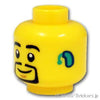ミニフィグ ヘッド - 口ひげとダークターコイズの補聴器：[Yellow / イエロー]