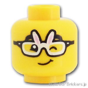 LEGO® パーツ 6420435 ミニフィグ デュアルヘッド - メガネをかけた男性 / ウインク顔：[Yellow / イエロー] 3626pb3203-024 