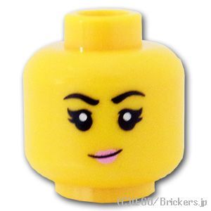 LEGO® パーツ 6420449 ミニフィグ デュアルヘッド - つぶらな瞳の女性 / 上品な笑顔：[Yellow / イエロー] 3626pb3204-024 
