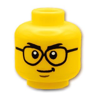 LEGO® パーツ 6419146 ミニフィグ デュアルヘッド -黒メガネのにやり顔 / ぽかんと口を開けた困り顔：[Yellow / イエロー] 3626pb3215-024 