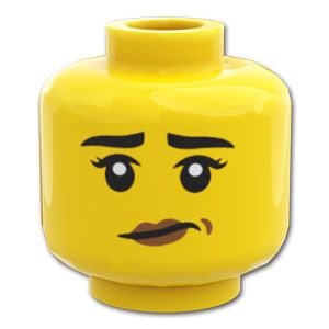 LEGO® パーツ 6419144 ミニフィグ デュアルヘッド - 悪戯な笑顔の女性 / ヤレヤレな表情：[Yellow / イエロー] 3626pb3216-024 
